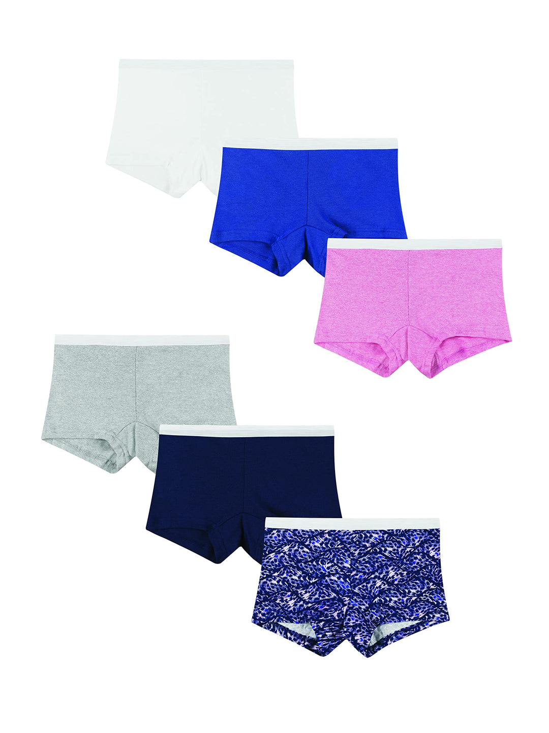 Women&#39;s Sporty Cotton Boyshort Underwear, 6 Pack-Assorted 1, 6