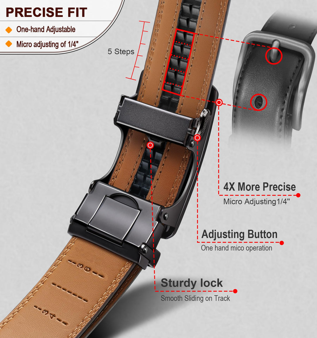 BULLIANT Men&#39;s Belt, Slide Ratchet Belt For Gif