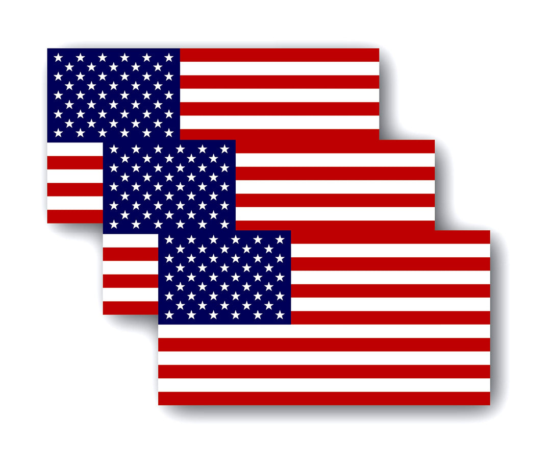 A&amp;B Traders American Flag Sticker (3 Pack) Vinyl Decals for Cars, Trucks, Boats, MacBook, Laptops, Waterproof, Glossy Finish