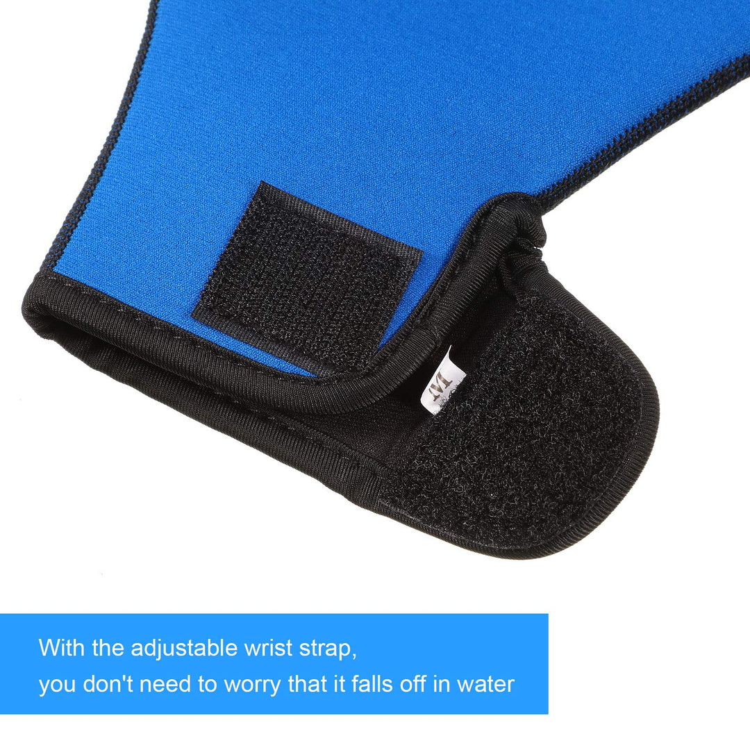 2 Pairs Swimming Gloves Aquatic Swim Training Gloves Neoprene Gloves Webbed Fitness Water Resistance Training Gloves for Swimming Diving with Wrist Strap (Blue,Large)
