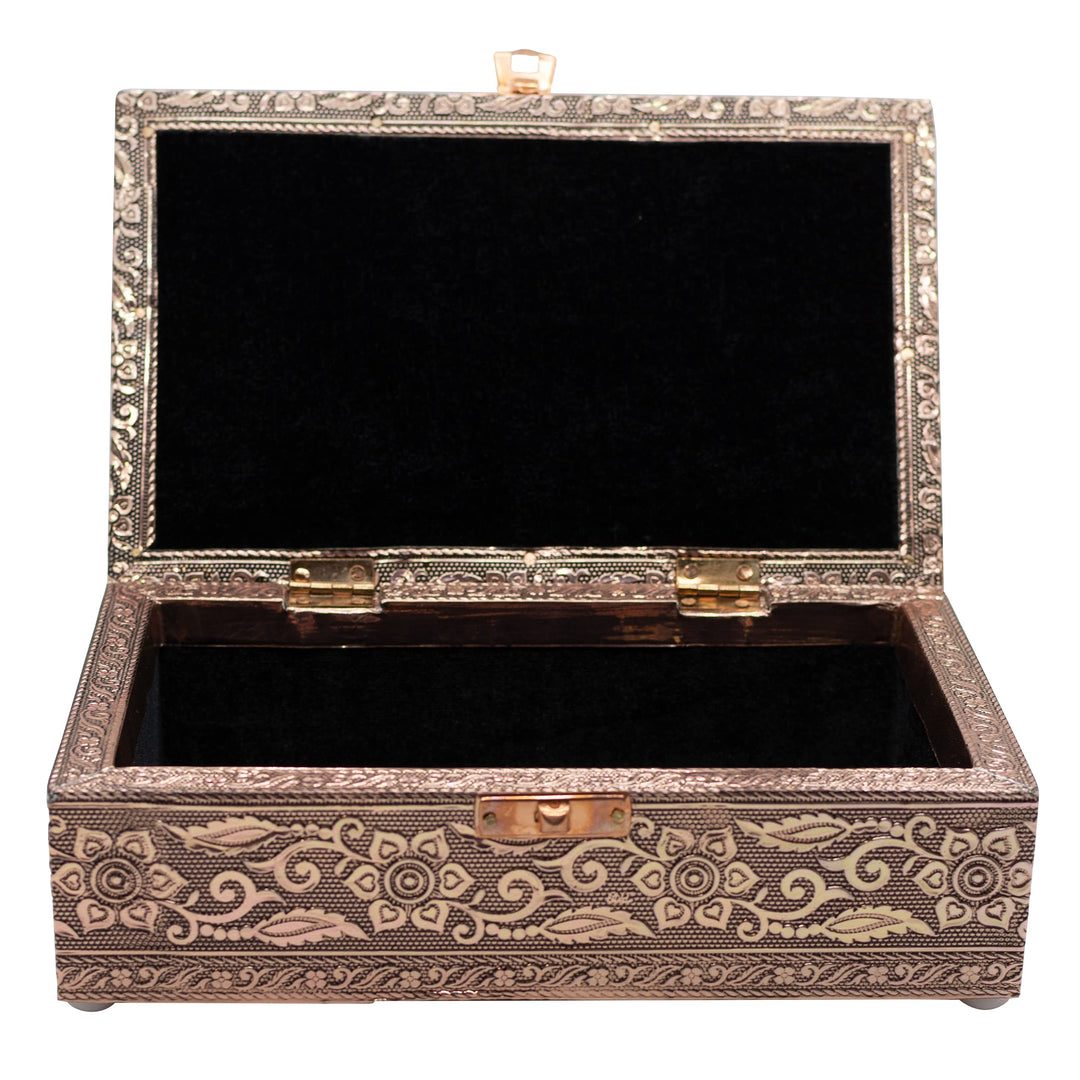 Copper-Tone Metal Gift and Jewelry Box | Beautiful Floral and Elephant Design | Great Gift for Bridesmaids, First Communion, or Graduation | Hold Jewelry, Photos, Trinkets, or Makeup