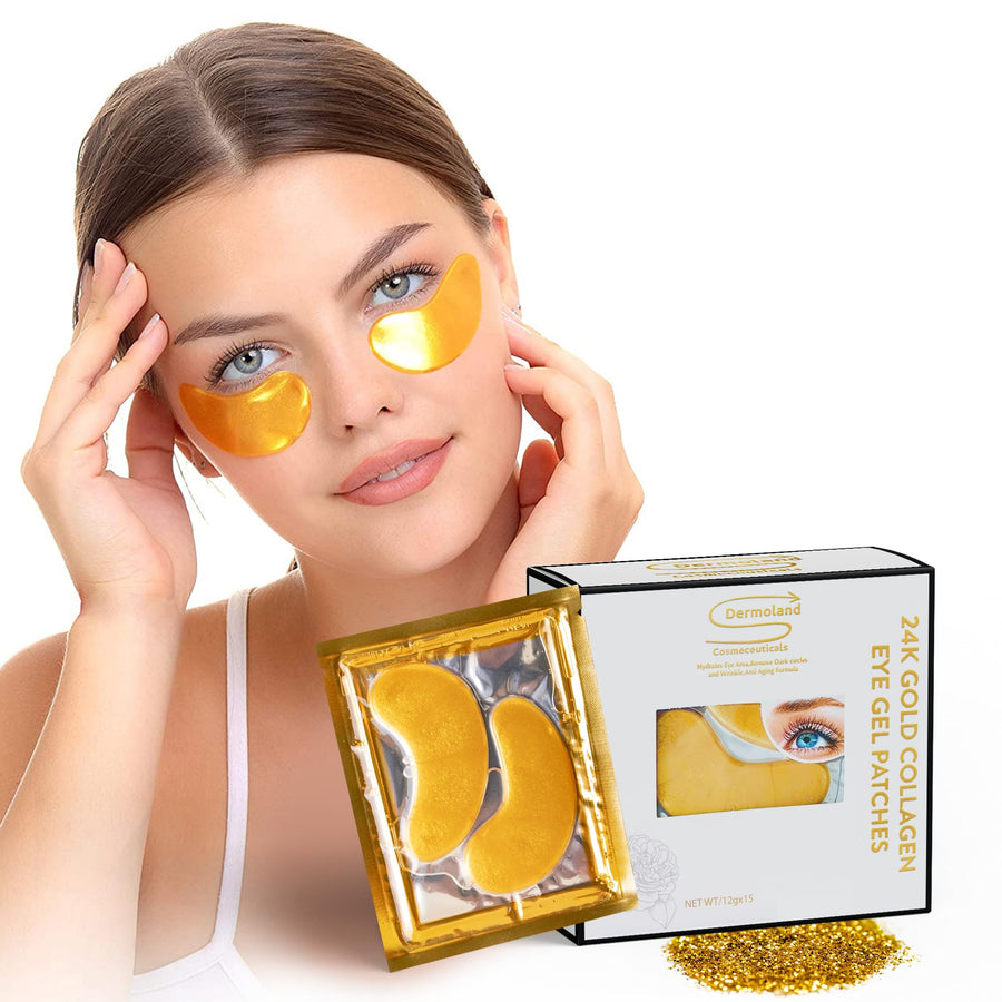 - Under Eye Gel Pads, Collagen Eye Patches for Puffy Eyes, Dark Circles, and Wrinkles, 24K Gold Eye Mask with Hyaluronic Acid, Vegan, Cruelty-Free, Hydrating Eye Pad,15 Pairs