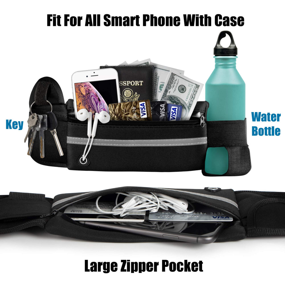Running Belt [Waist] [Pack]s,[Workout] Fanny [Pack],Ultra Light Bounce Free [Waist] Pouch Fitness Belt Sport for Women Men,Adjustable Waistband Bag for All Kinds of Phone (Black)