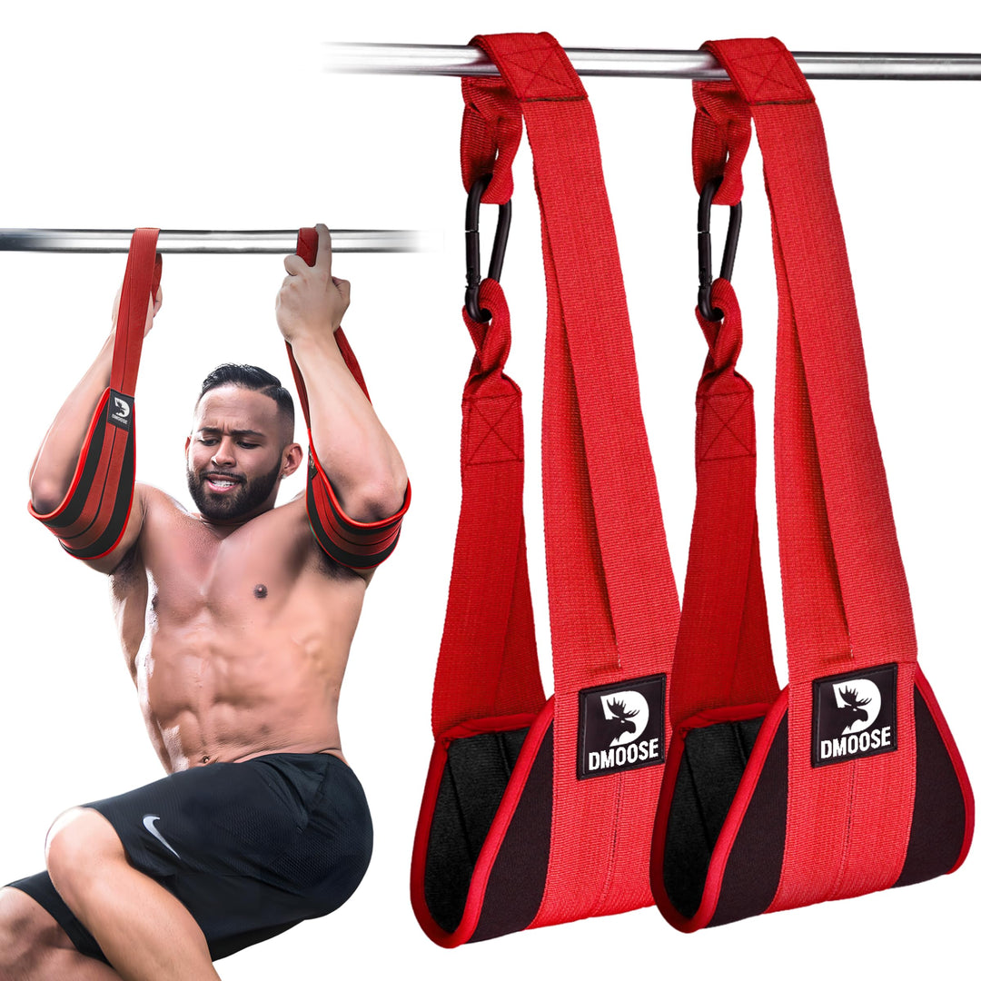 Hanging Ab Straps for Pull Up Bar &amp; Core Strength Training - Thick Padded Arm Strap for Ab Swing with 2 Rust-Resistant Carabiners - Pull Up Straps for Ab Workouts at Home and Gym (Pair)