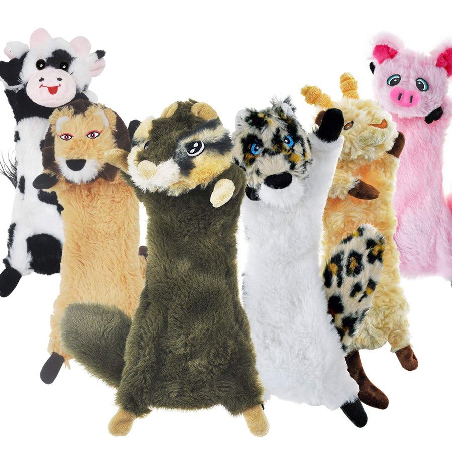Dog Squeaky Toy No Stuffing 6 Pack, Dog Toys Crinkle for Small Puppy, Durable Chew Plush Cute Animals Natural for Teething Pet