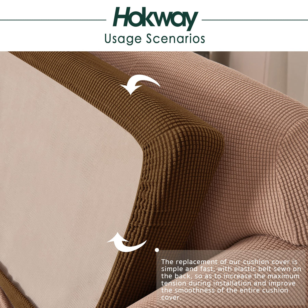 Couch Cushion Covers Stretch Cushion Covers Sofa Seat Cushion Slipcover Cushion Protector(Coffee, Medium)