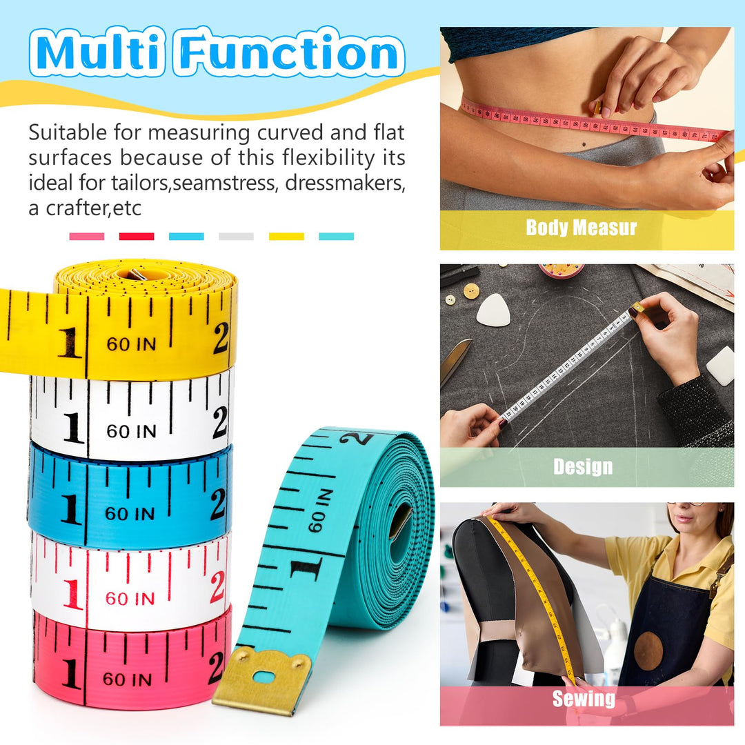 60 inches Double Scale Soft Tape Measure Flexible Measuring Tape Ruler Weight Loss Medical Body Measurement Sewing Tailor Dressmaker Cloth Ruler with Accurate Measurements(150cm/60inch)