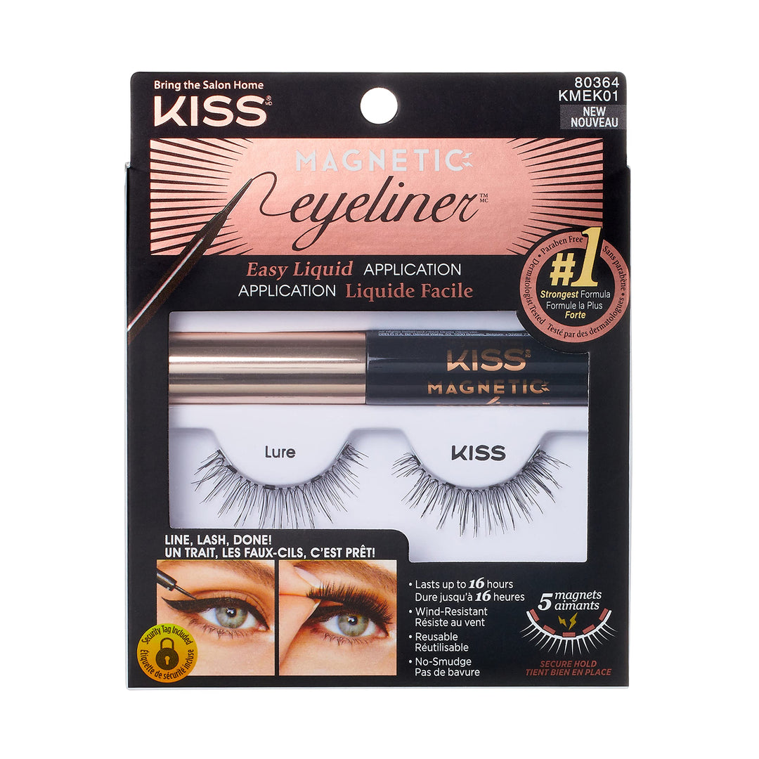 Magnetic False Eyelashes, &#39;Lure&#39;, 12 mm, Includes 1 Pair Of Magnetic Lashes, Magnetic Lash Eyeliner, Contact Lens Friendly, Easy to Apply, Reusable Strip Lashes