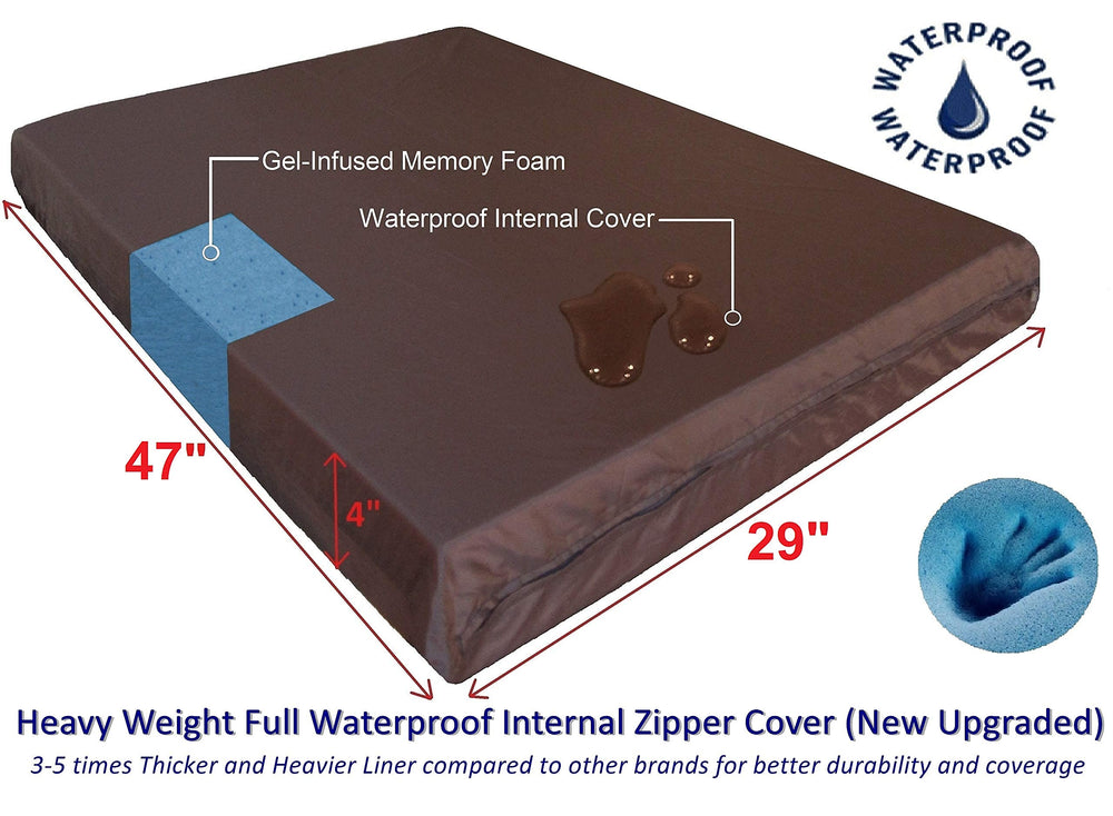 Extra Large Orthopedic Memory Foam Dog Bed for Large Dogs with Durable Waterproof Internal Case, Removable Washable Denim Cover and Bonus Pet Bed Cover, 47X29X4 Fits 48X30 Dog Crate, Blue