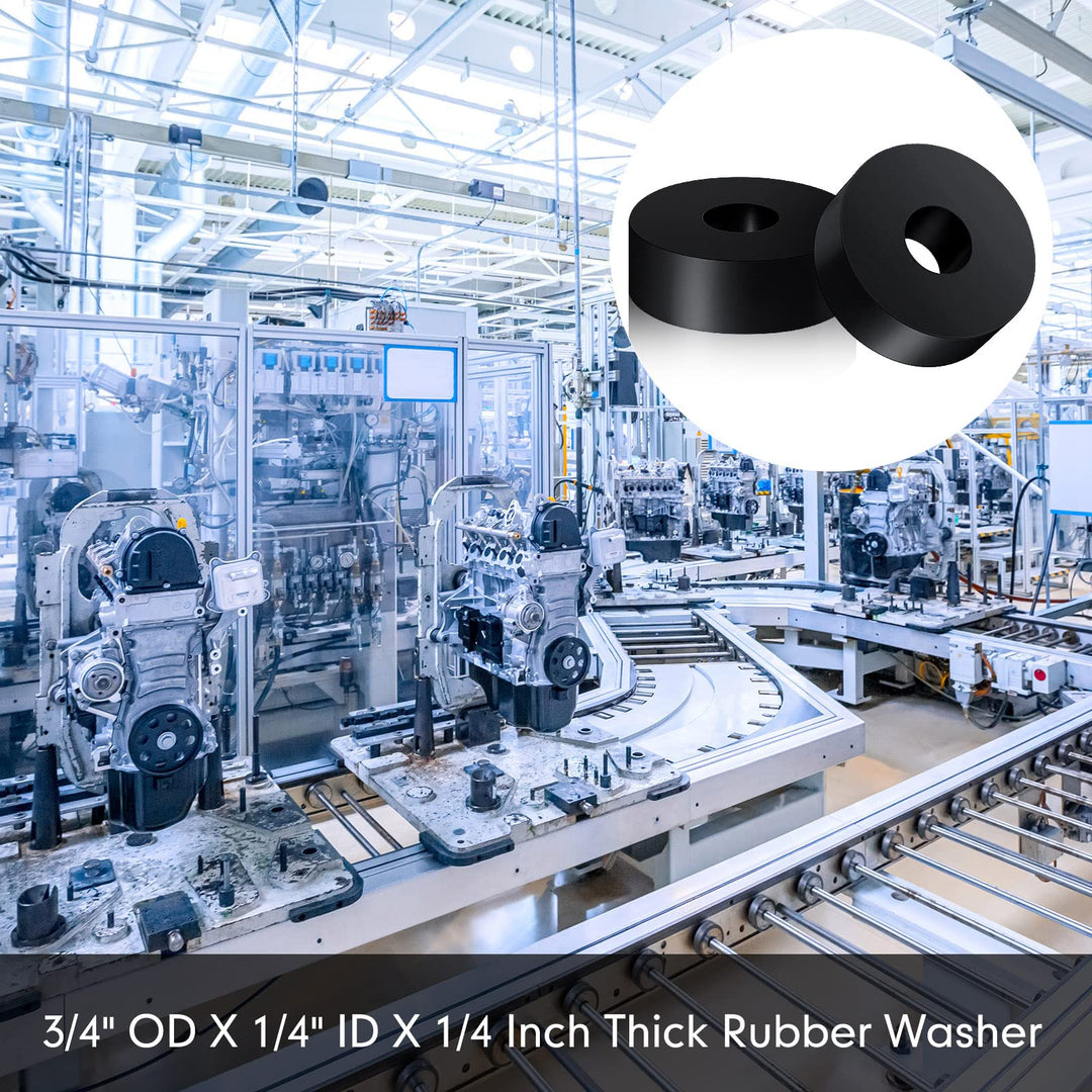 Thick Rubber Washers 3/4 Inch OD x 1/4 Inch ID x 1/4 Inch Thickness Rubber Bushing Black Rubber Spacer Bushing Washers Flat Washers (50 Pack)