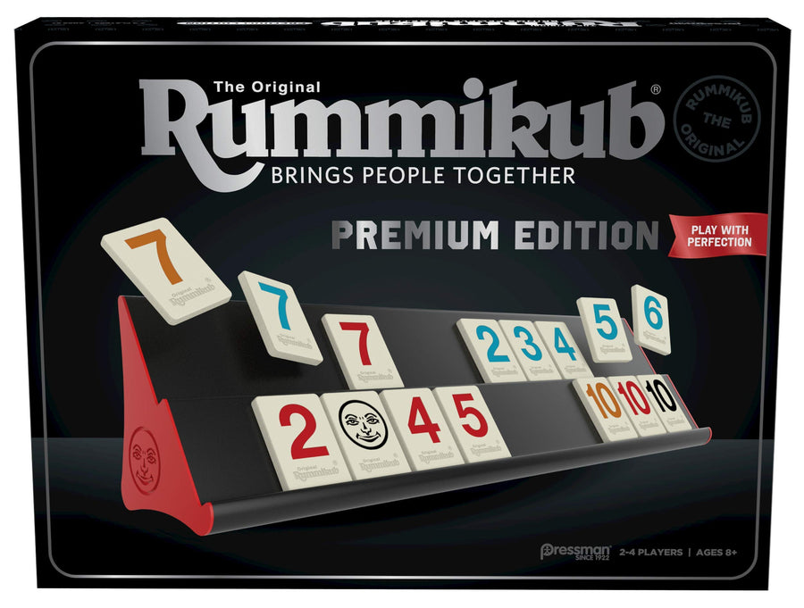 Rummikub Premium Edition - Features Racks - Large Number Engraved Tiles and a Storage Bag for The Ultimate Rummikub Experience , Silver