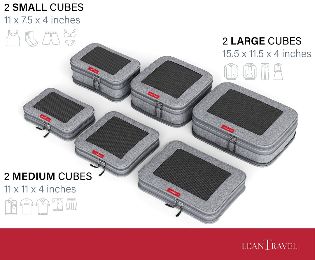 LeanTravel Compression Packing Cubes for Travel Organiz
