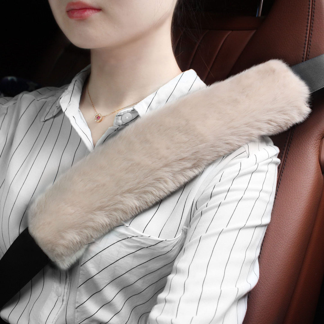 GAMPRO Seat Belt Pads Long 13 inch Faux Rex Rabbit Fur,