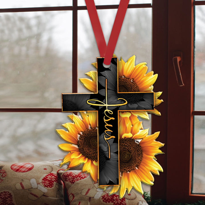 Talataca Jesus Cross Sunflower God Christian 2D Flat Ca