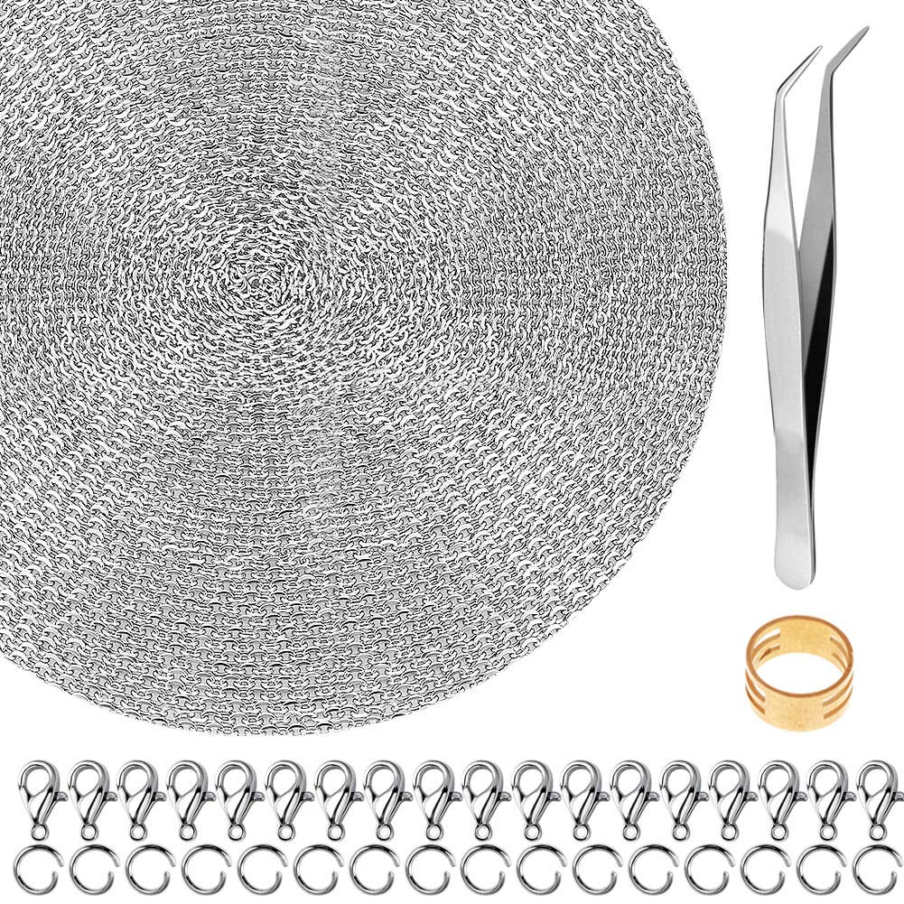 50 Feet Stainless Steel Chains for Jewelry Making, Anez
