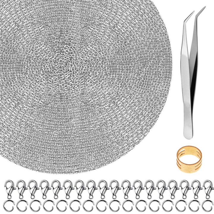 50 Feet Stainless Steel Chains for Jewelry Making, Anez