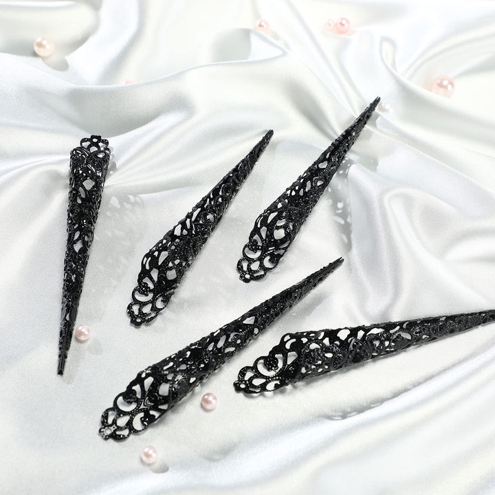 20 Packs halloween Finger Nail Claw Rings Ancient Queen Fingernail Claw Metal Finger Knuckle Claw for Halloween Women Cosplay Costume Drama Dance Show (Gold, Silver)