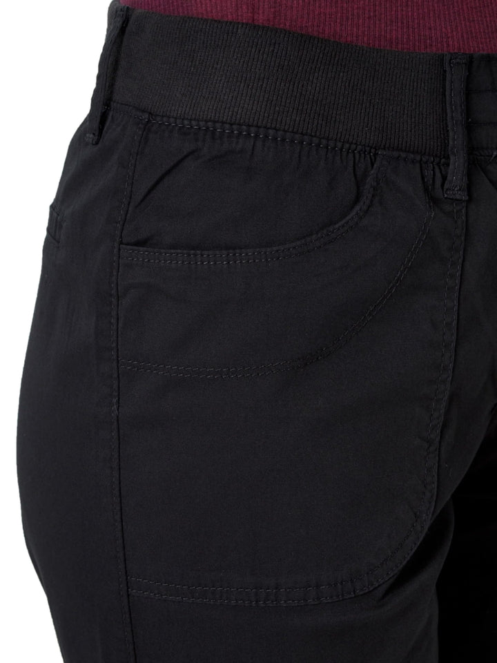 Women&#39;s Relaxed Fit Austyn Knit Waist Cargo Capri Pant, Black, 14