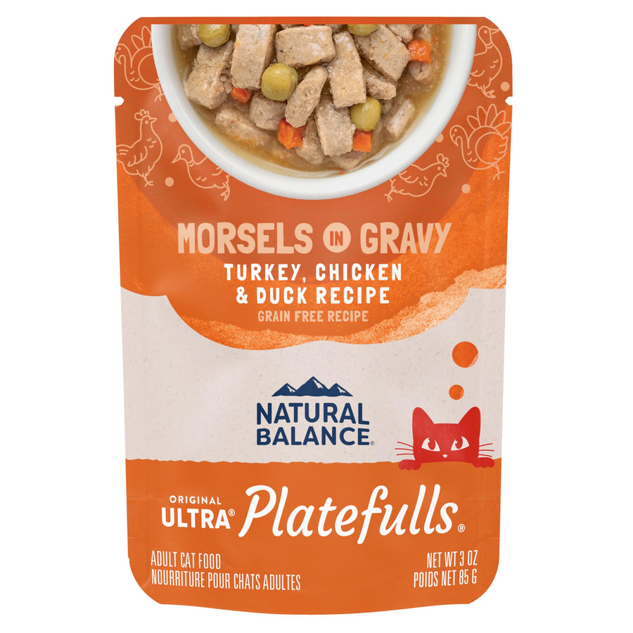 Original Ultra Platefulls Adult Grain-Free Wet Cat Food, Turkey, Chicken & Duck Recipe in Gravy, 3 oz (Pack of 24)
