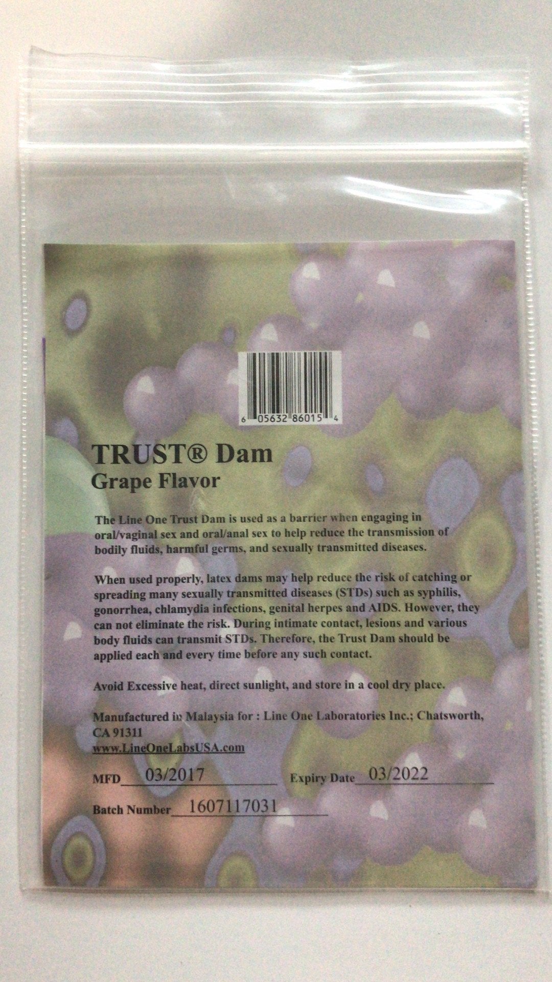 Trustex Latex Dams Dental Dams Grape Flavor 12 count