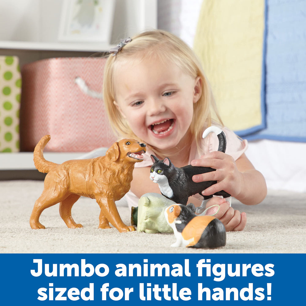 Jumbo Domestic Pets, Cat, Dog, Rabbit, Guinea Pig, Fish and Bird, 6 Animals, Ages 2+ (LER0688),Multi-color,3-3/4 - 7-1/2 W in