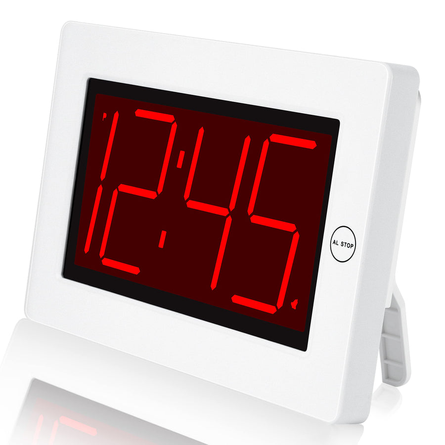 Small Wall Clock, Digital Alarm Clock, 8 Extra Large Display, 3 LED Digit Contantly Light Up, Battery Operated, Adjustable Brightness, Clock for Bedroom, Wall-Mounted/Table-top