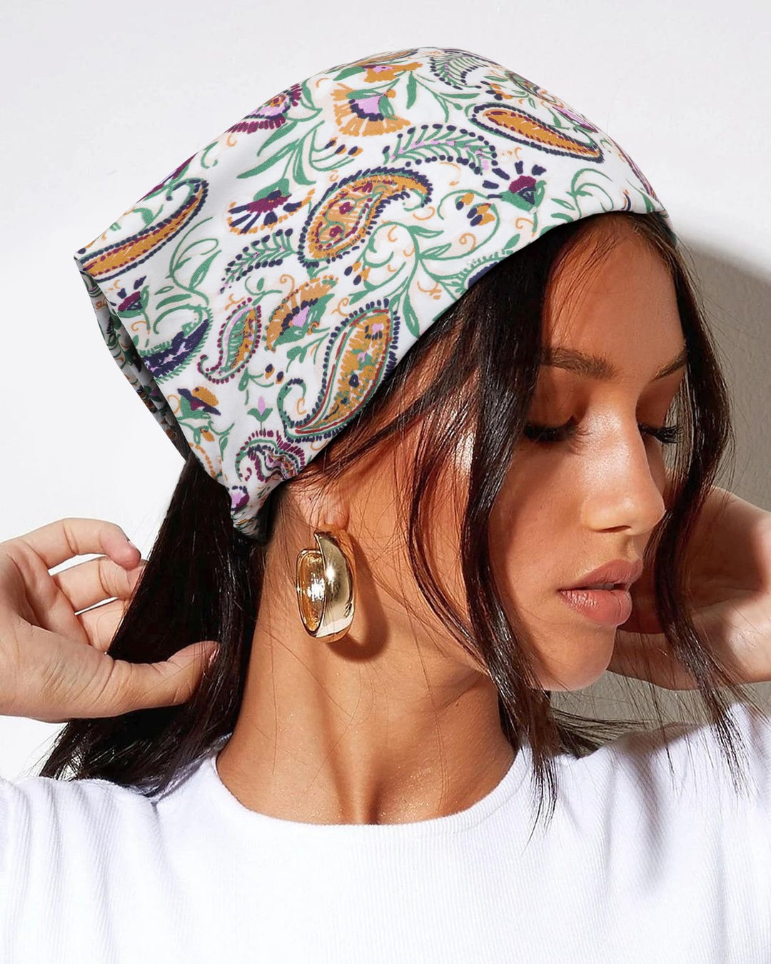 AWAYTR Hairband - 3PCS Chiffon Print Floral Hair Scarf 