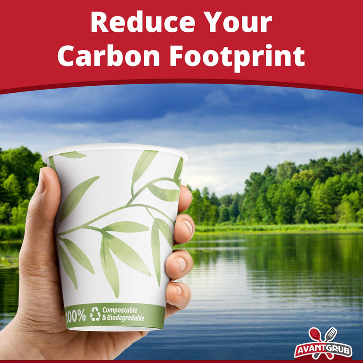 Compostable 12 Oz Paper Coffee Cups, 100 Pack By . Medium Sized, PLA Lined Disposable Hot and Cold Beverage Cup Set for Cafe, Shops, Kiosk, Concession Stand and Office
