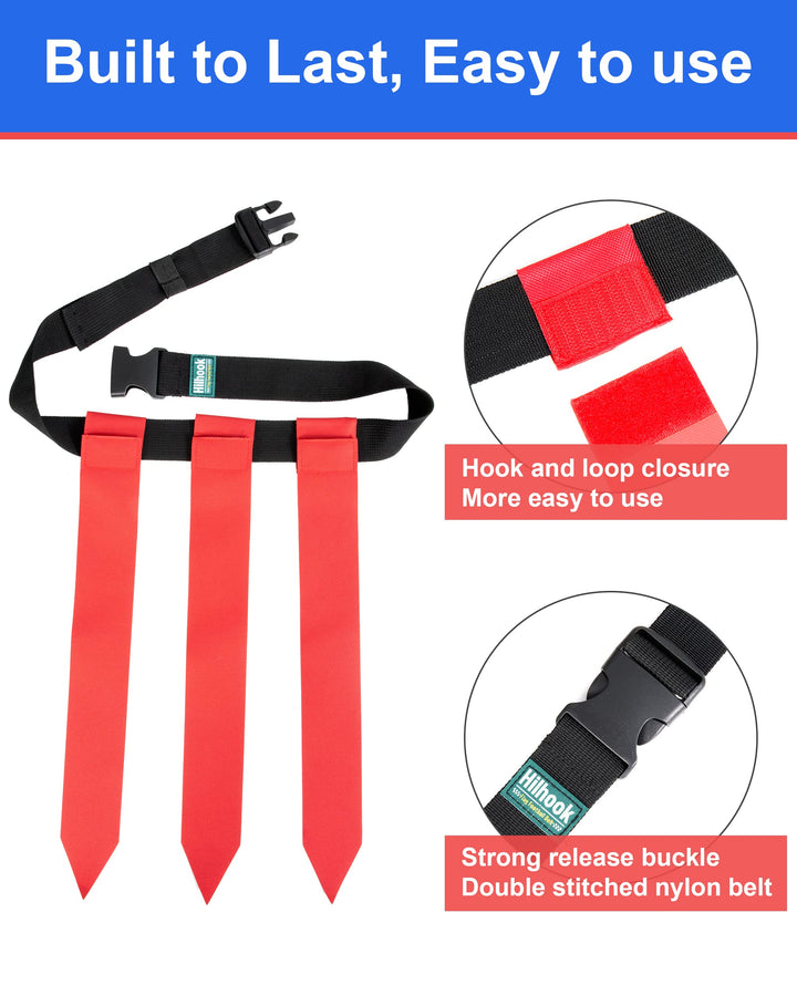 Flag Football Belts, 10 Player Adjustable Flag Football Set with 30 Flags for Youth and Adults Training Equipment