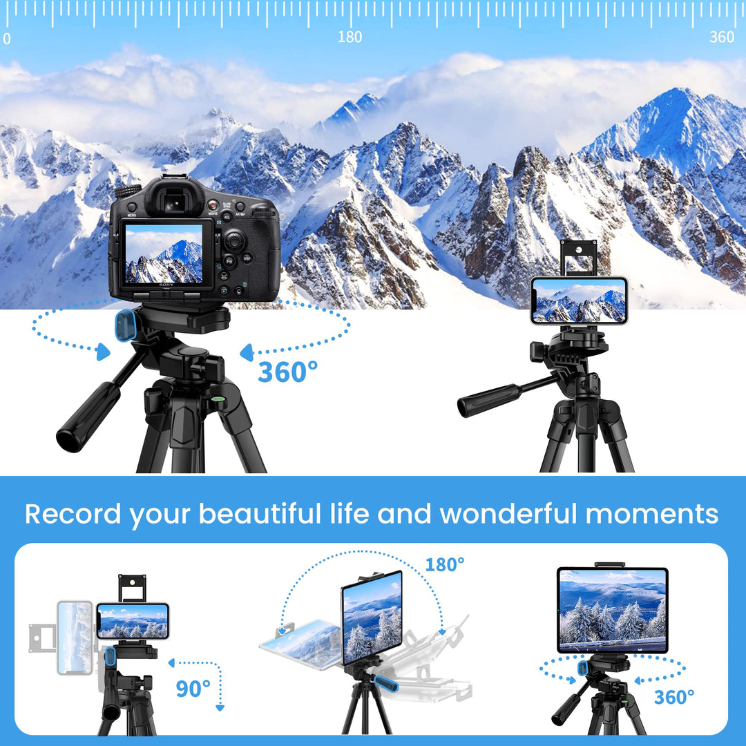 67 Phone Tripod, MACTREM Tripod Stand for iPad iPhone Tablet Camera with 2 in 1 Mount & Wireless Remote, Aluminum Extendable iPhone Tripod for Video Recording/Selfies/Live Stream/Vlogging