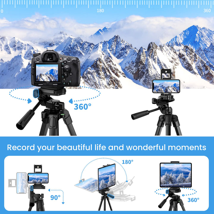 67 Phone Tripod, MACTREM Tripod Stand for iPad iPhone Tablet Camera with 2 in 1 Mount & Wireless Remote, Aluminum Extendable iPhone Tripod for Video Recording/Selfies/Live Stream/Vlogging