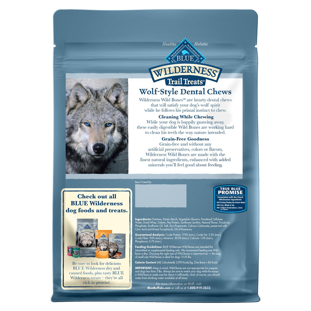 Wilderness Wild Bones Grain-Free Dental Chews Dog Treats, Small, 10-oz Bag