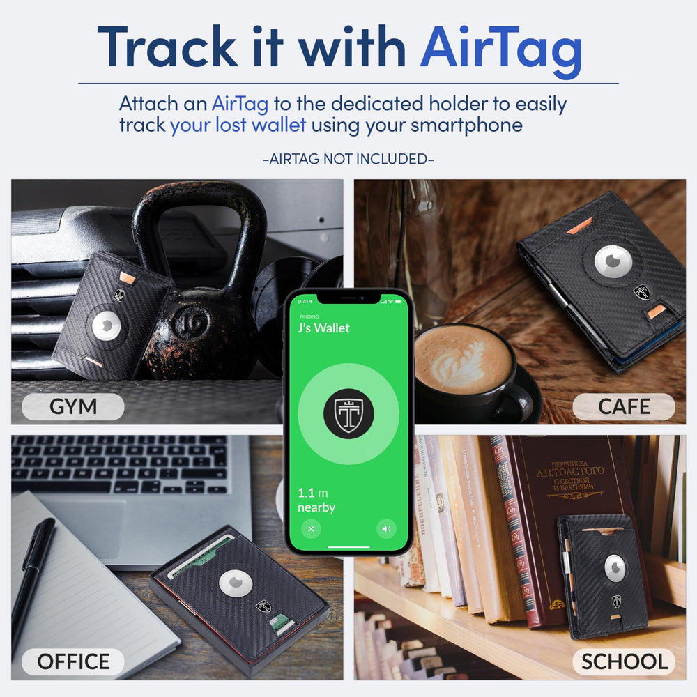 AirTag* Wallet Mens Wallet with Money Clip Air Tag Wallet Card Holder RFID Blocking Bifold Gifts for Men