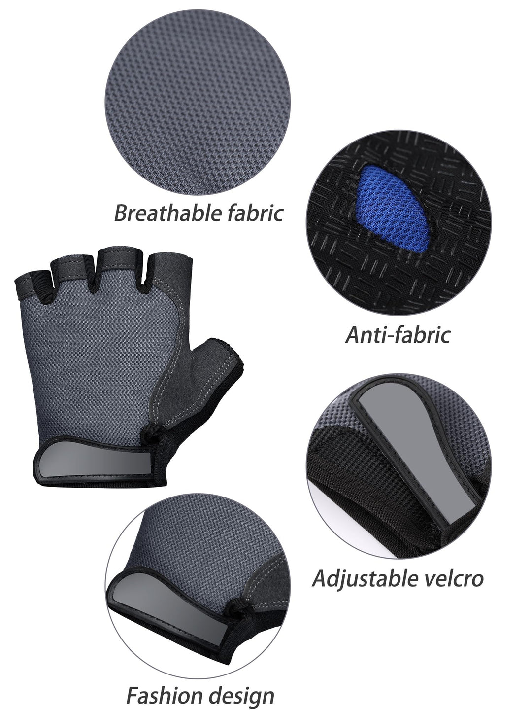SATINIOR 4 Pairs Fingerless Gloves Half-finger Cycling Gloves Sport Gloves for Outdoor Sports Biking Riding(Large)