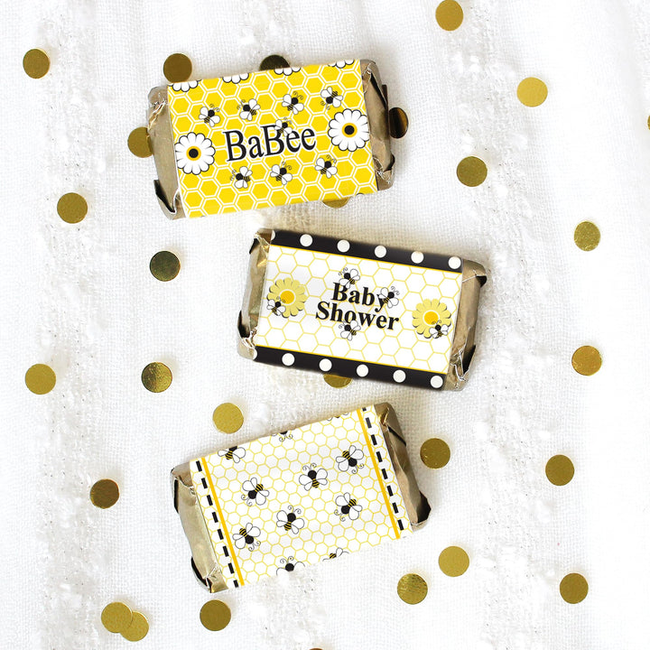 Bumble Bee Baby Shower Miniatures Candy Bar Wrapper Stickers (Set of 54)