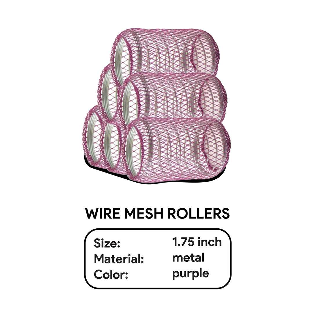 1-3/4 Jumbo Wire Mesh Hair Rollers - 6 Pcs.