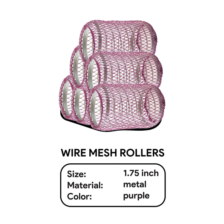 1-3/4 Jumbo Wire Mesh Hair Rollers - 6 Pcs.