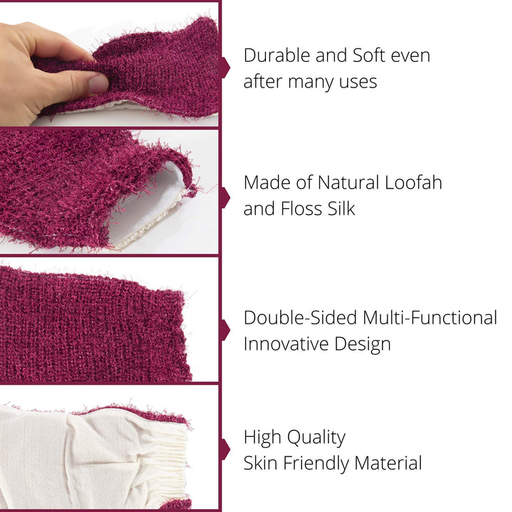 Exfoliating Loofah Glove Scrubber Mitten, Double Sided 