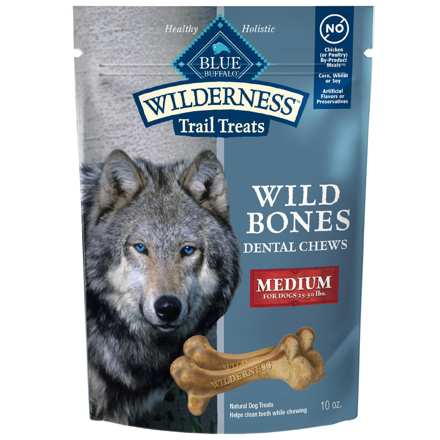 Wilderness Wild Bones Grain-Free Dental Chews Dog Treats, Medium, 10-oz Bag