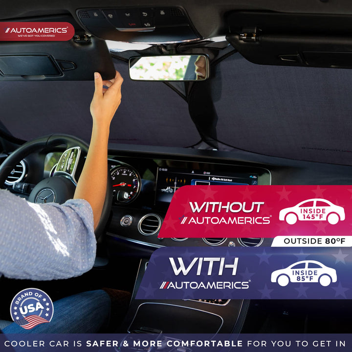 Autoamerics 1-Piece Windshield Sun Shade Standard Silve