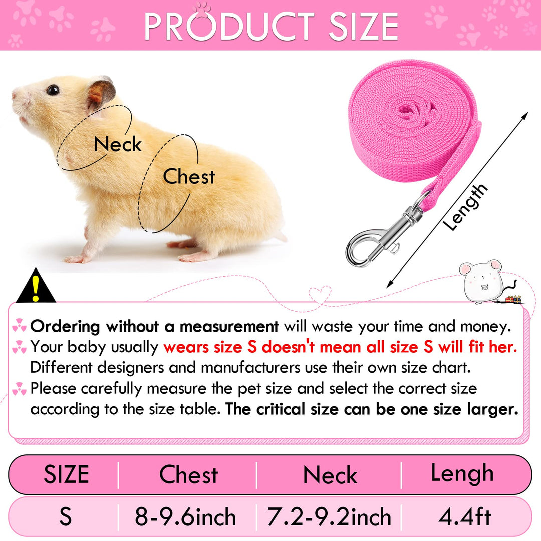 SATINIOR 2 Pieces Guinea Pig Clothes Baby Ferret Rats Hamster Soft Mesh Harness Leash Vest Set with Bell for Guinea Pigs, Hamster, Ferret, Rabbit, Chinchilla and Similar Small Animals(S)