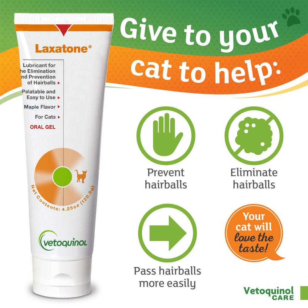 Laxatone: Oral Hairball Lubricant Gel for Cats – Maple-Flavored, 4.25oz – Lubricant for Helping with Hairball Prevention & Elimination – Natural Furball Digestive Relief Support