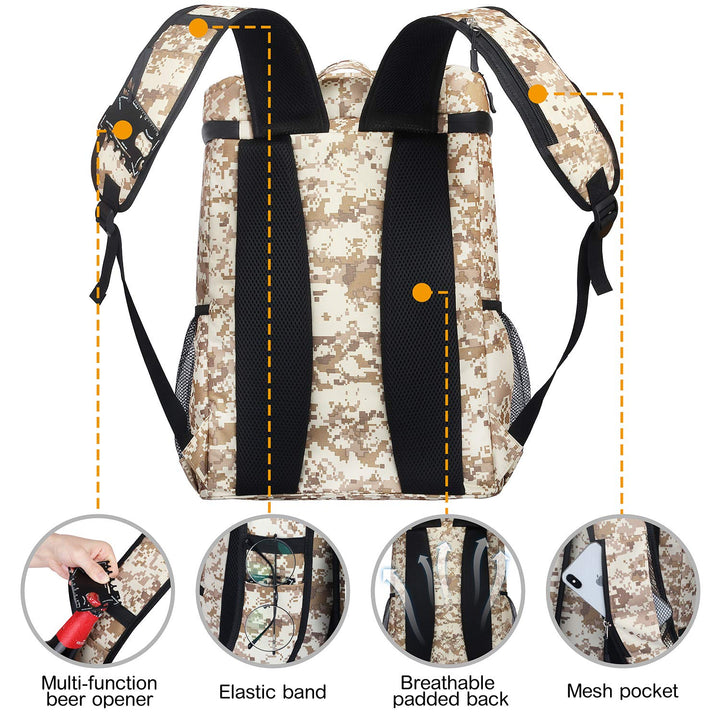 Insulated Cooler Backpack Leakproof Soft Cooler Bag Lightweight Backpack with Cooler for Lunch Picnic Hiking Camping Beach Park Day Trips 45 Cans