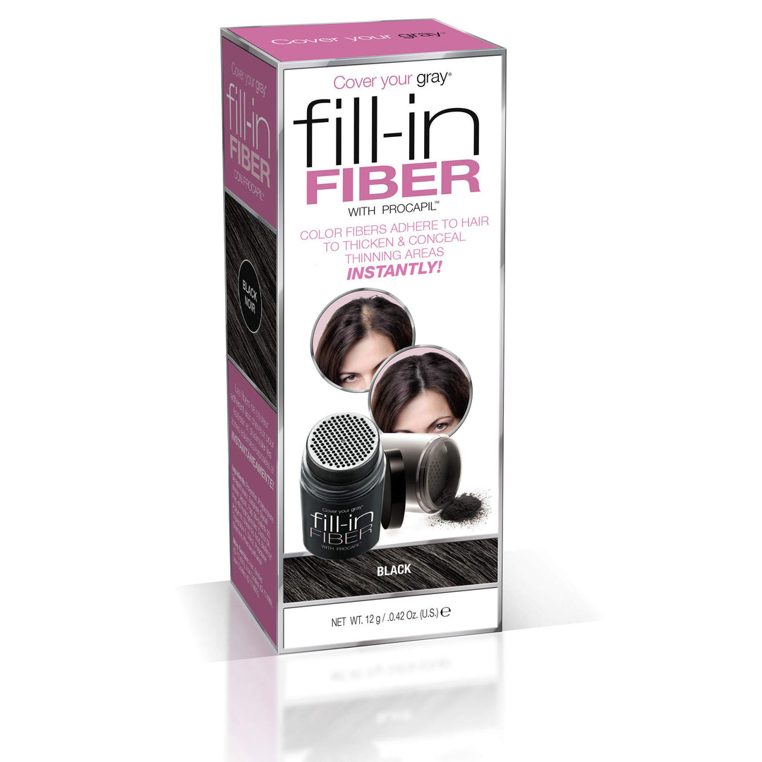 Pro Fill-In Fibers With Procapil - Black: Hair Fibers For Thinning Hair, Hair Powder For Bald Spots, Baldness Cover Up, Beard Filler, Hair Thickener, Hair Thickening