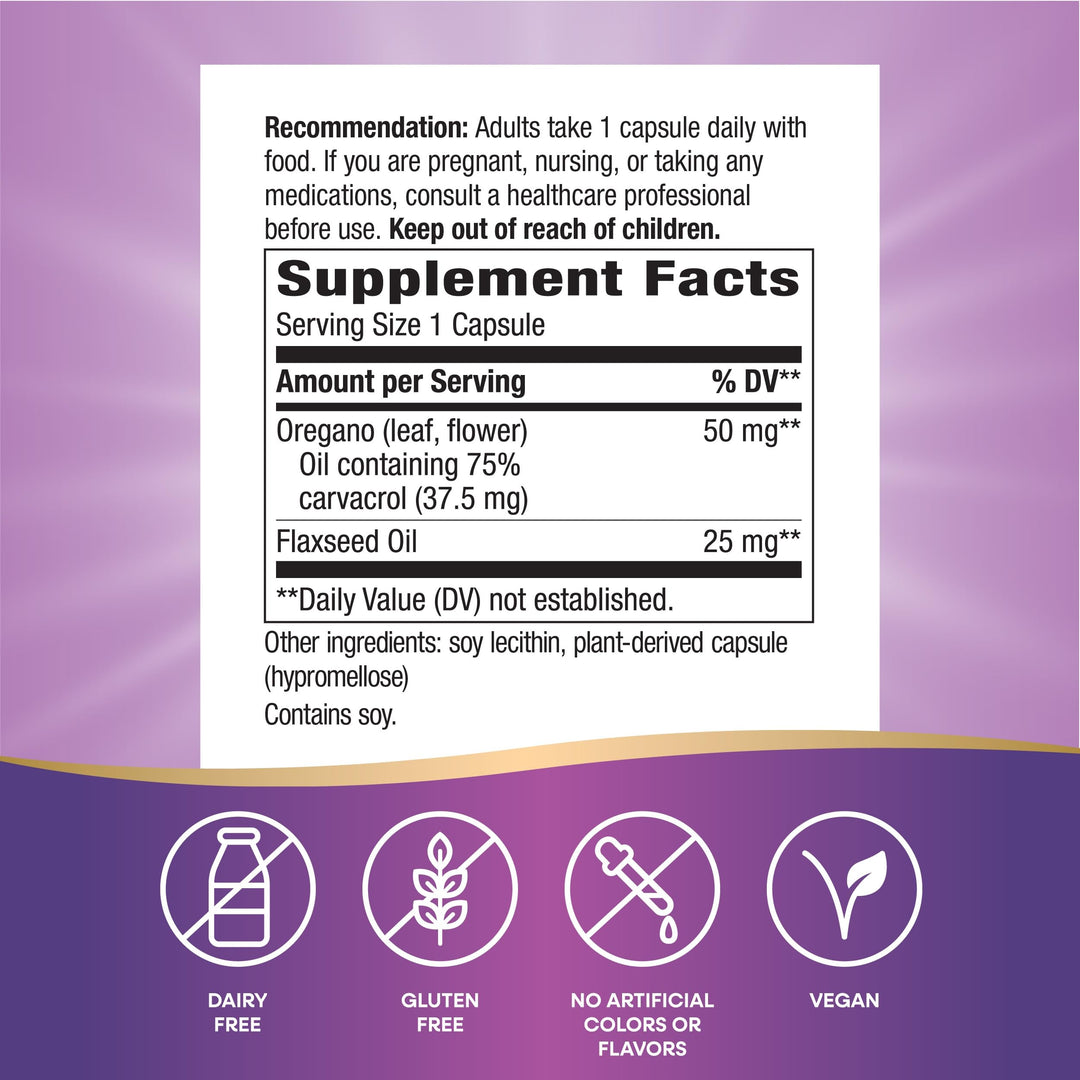 Nature’s Way Oregano Oil – Immune Support Supplement* - 75-85% Carvacrol – Gluten Free – 60 Vegan Capsules