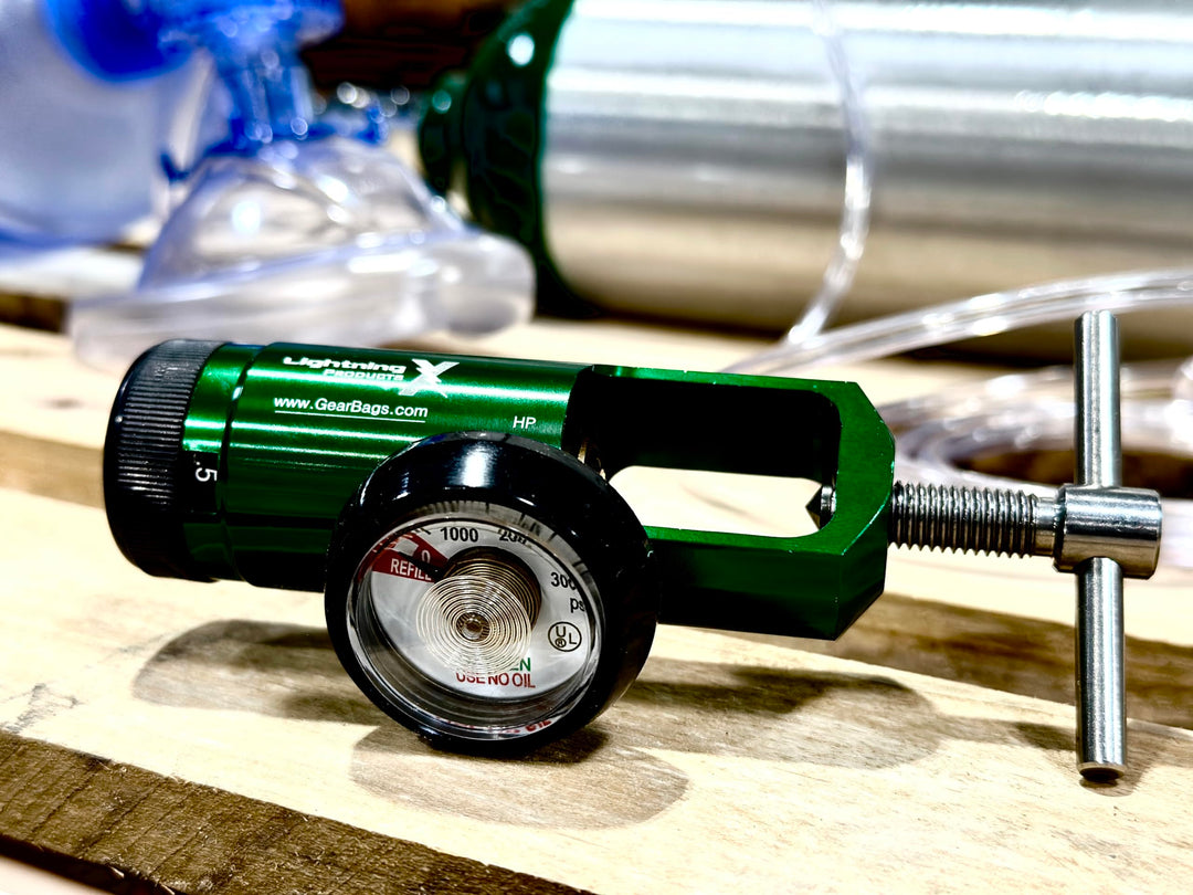 Lightning X O2 Mini Oxygen Regulator CGA-870 Gauge Flow Rate 0-15lpm w/Wrench