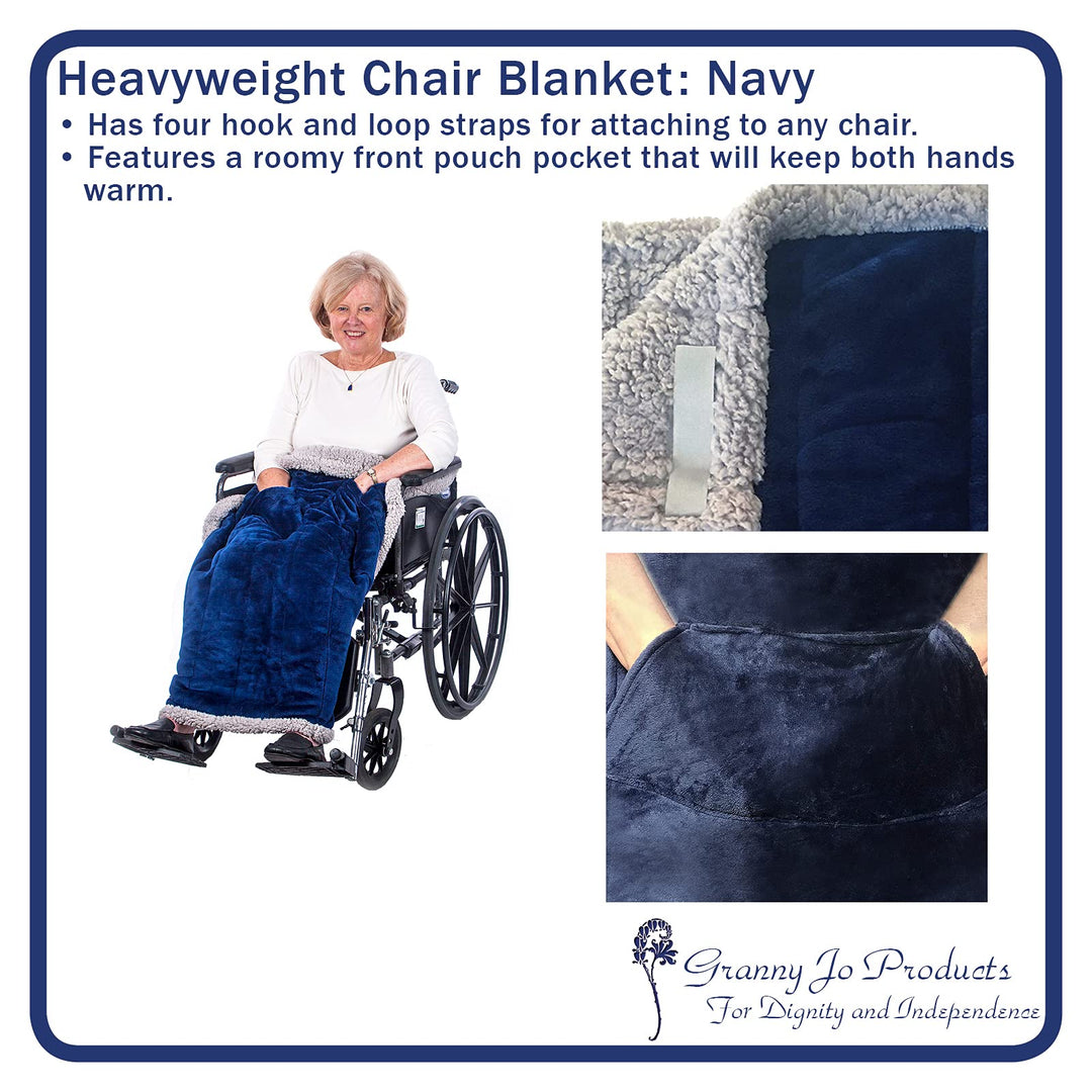 Granny Jo Products Heavyweight Wheelchair Blanket, Navy