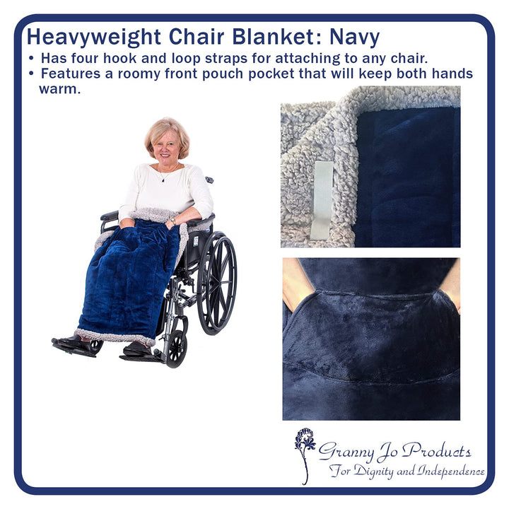 Granny Jo Products Heavyweight Wheelchair Blanket, Navy