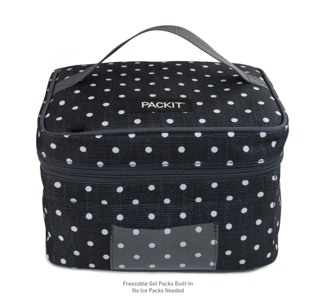 Freezable Bottle Cooler for Breastmilk and Formula, Polka Dots, Built with EcoFreeze Technology, Collapsible, Reusable, Zip Closure and Top Handle, Fits up to four, 5 oz Bottles