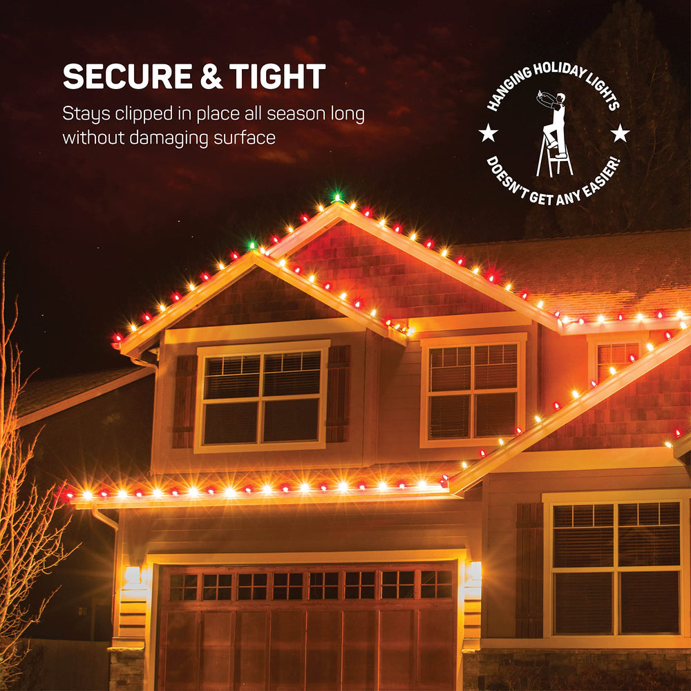 Christmas Light Clips - [Set of 200] Mini Light Clips For Christmas Lights - Light Clips For Gutters - Light Clips For Shingles - Gutter Clips For Hanging Outdoor Lights - USA Made - No Tools Required